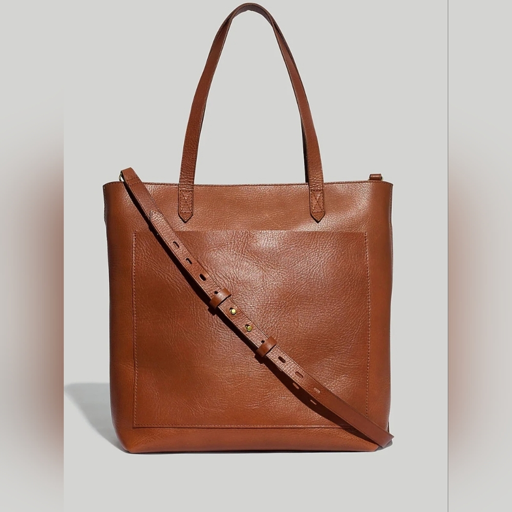 The Zip-Top Medium Transport Tote English Saddle by Madewell